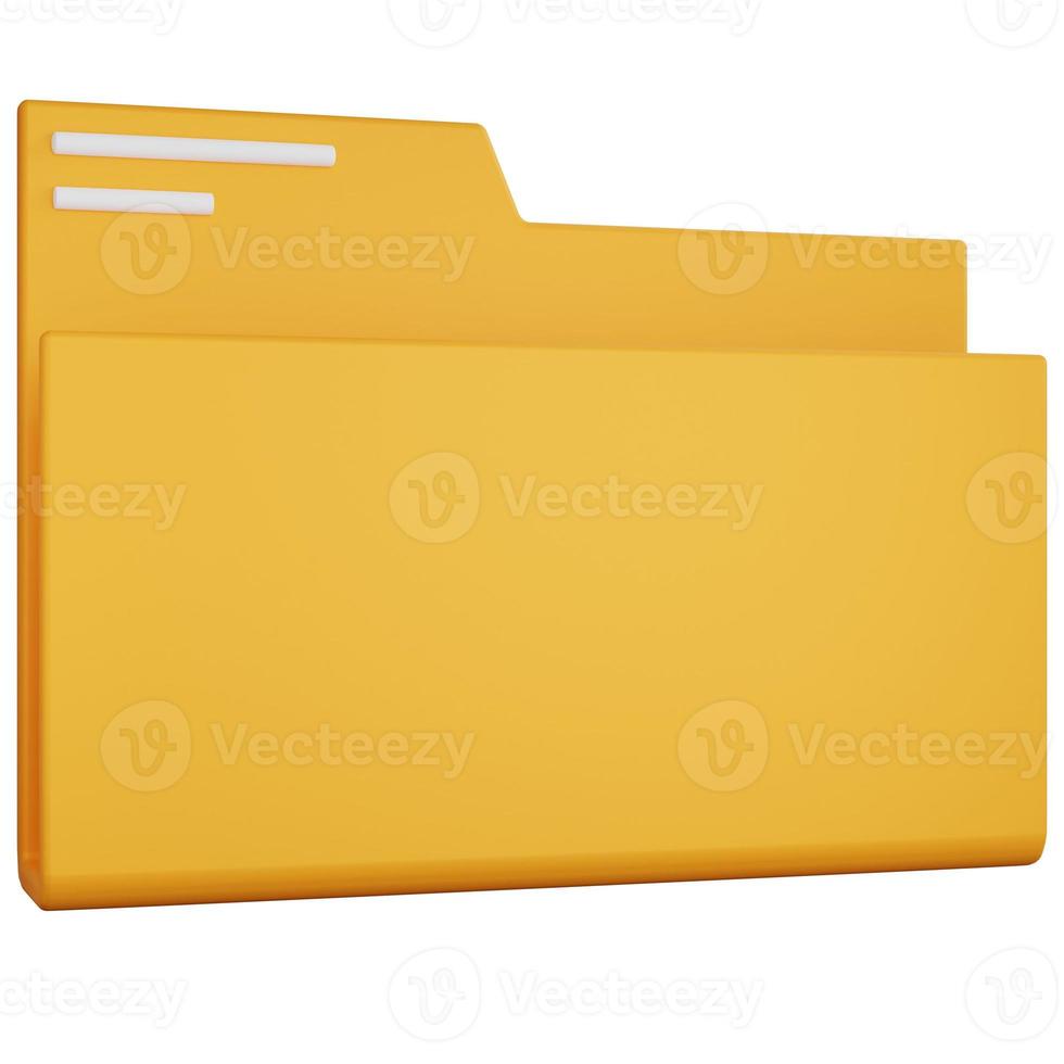 3d rendering yellow folder empty isolated photo