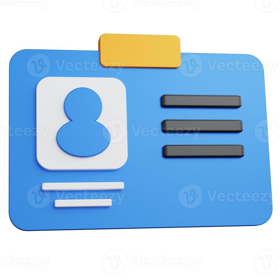3d rendering id card blue isolated photo