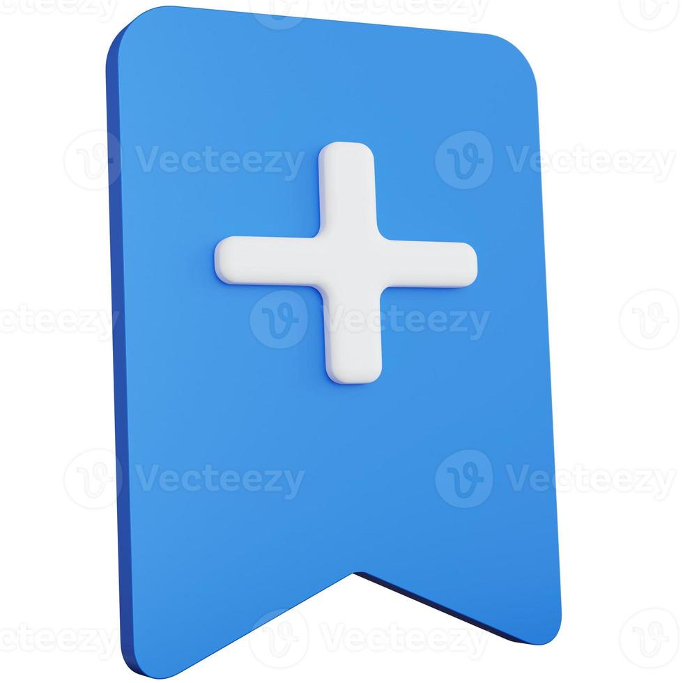 3d rendering icon bookmark plus isolated photo