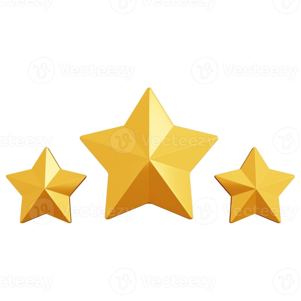 3d rendering three stars isolated photo