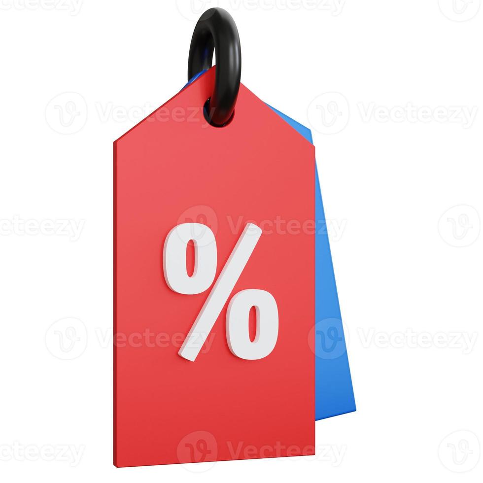 3d rendering sales tag percent isolated photo