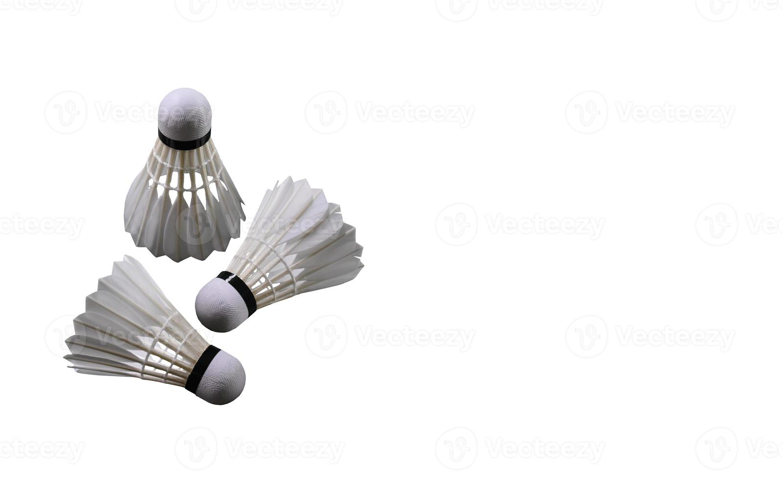 Isolated badminton feather shuttlecocks with clipping paths. photo