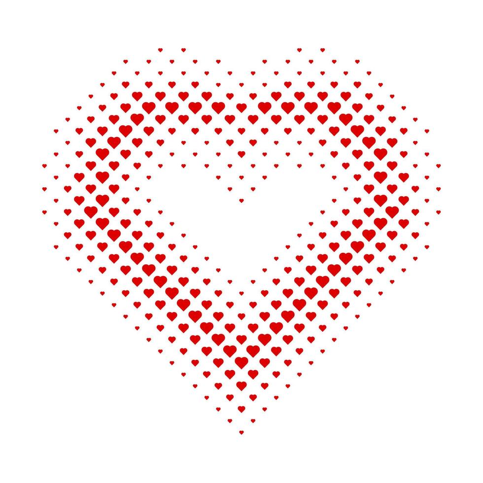 Heart Shape Halftone Dot Red Heart Pattern vector