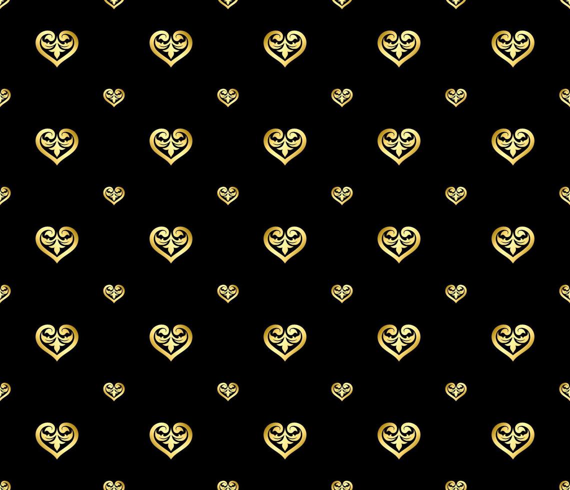 patrón en forma de corazón de oro de lujo de estilo de adorno sin costuras vector