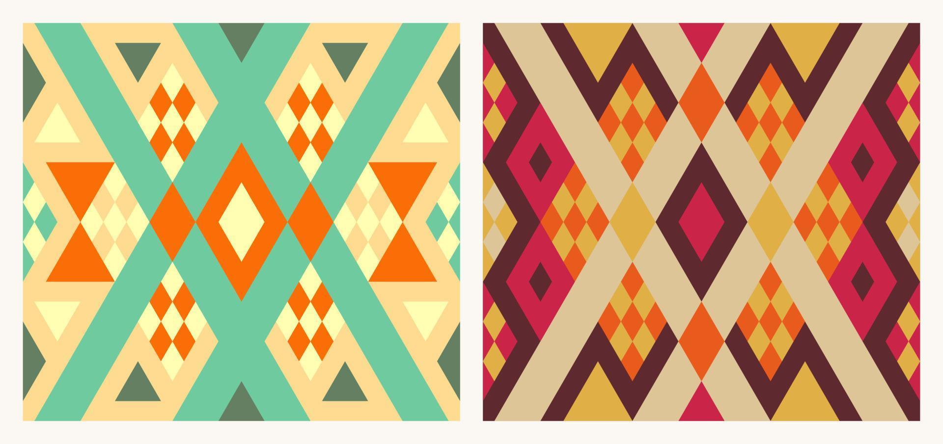 Geometry Diamond Shape seamless Retro Color Style vector