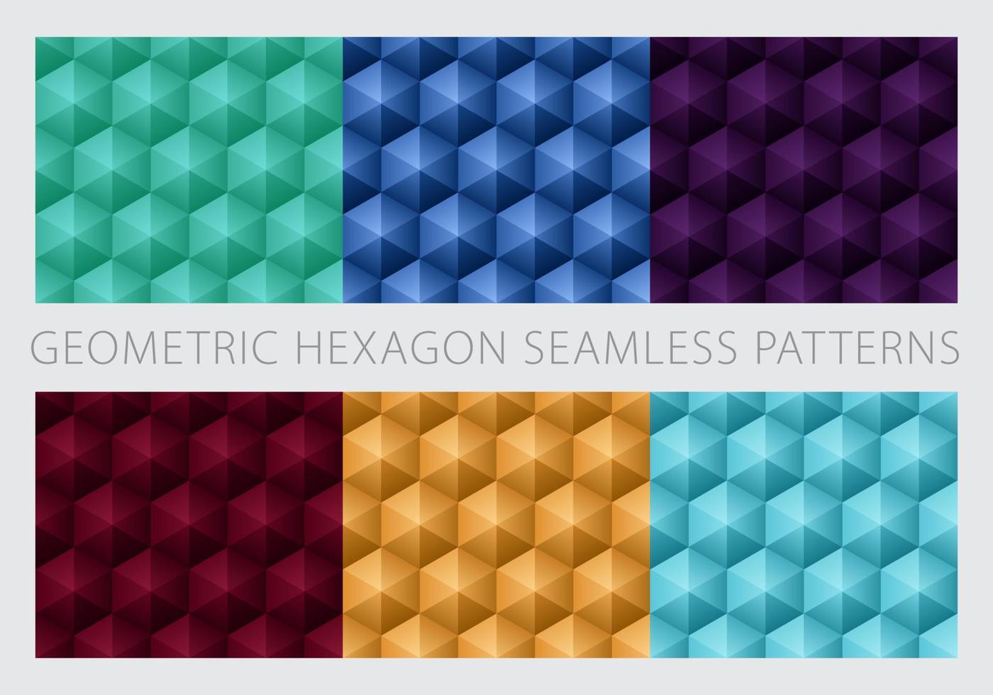 Geometric Hexagon Seamless Patterns Set vector