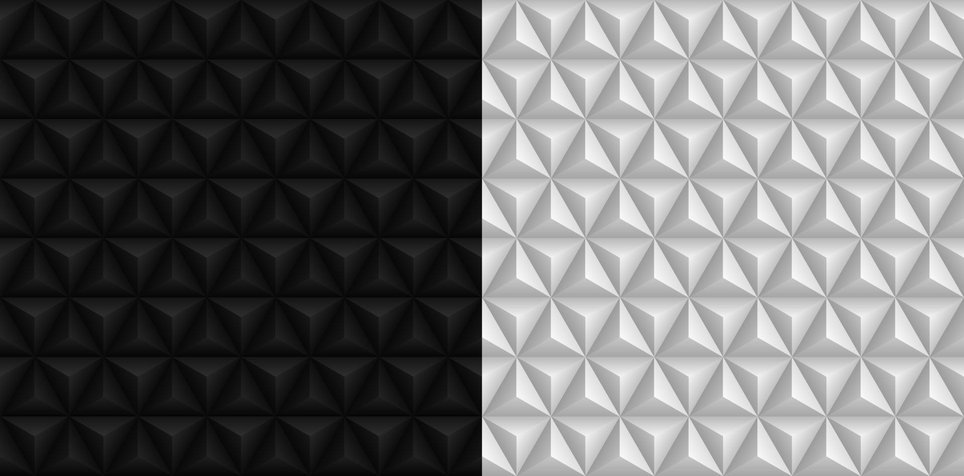 Triángulo 3d blanco y negro fondos patrones sin fisuras vector