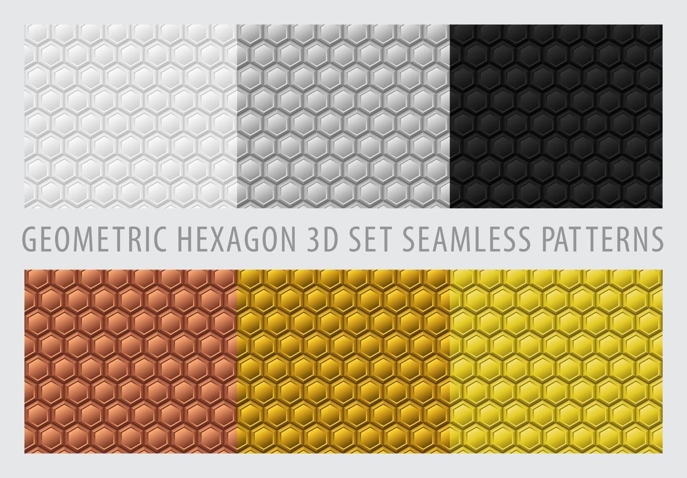 Geometric Hexagon 3d Set Seamless Metallic Color vector