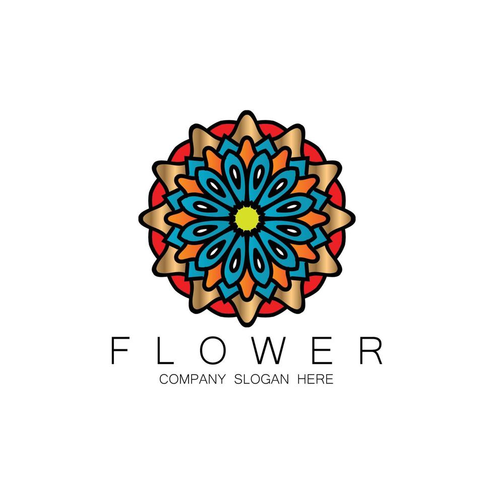 Floral Logo Design, Mandala Art Vector, For Company Brand, Banner Sticker, Or Product vector