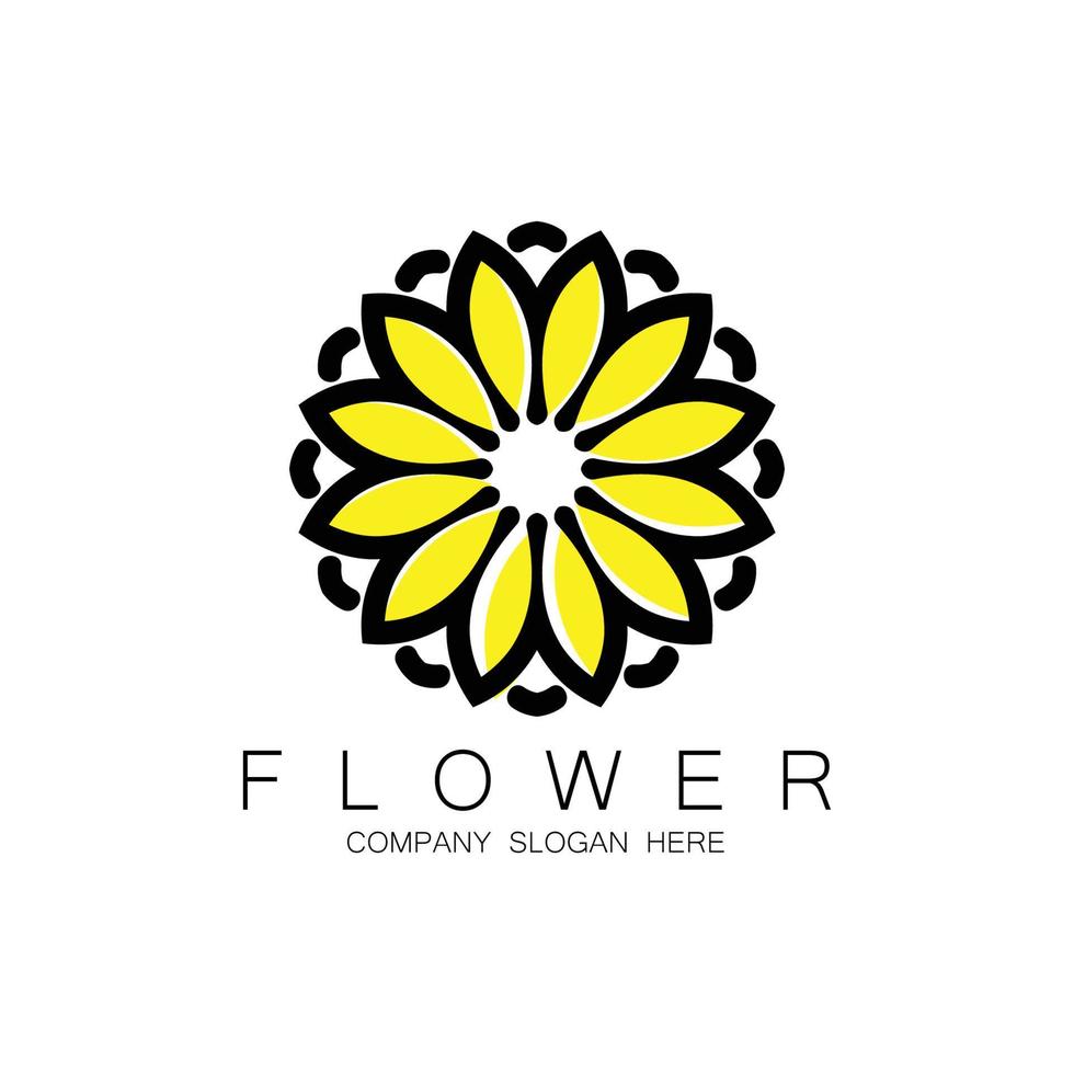 diseño de logotipo floral, vector de arte mandala, para marca de empresa, pegatina de banner o producto