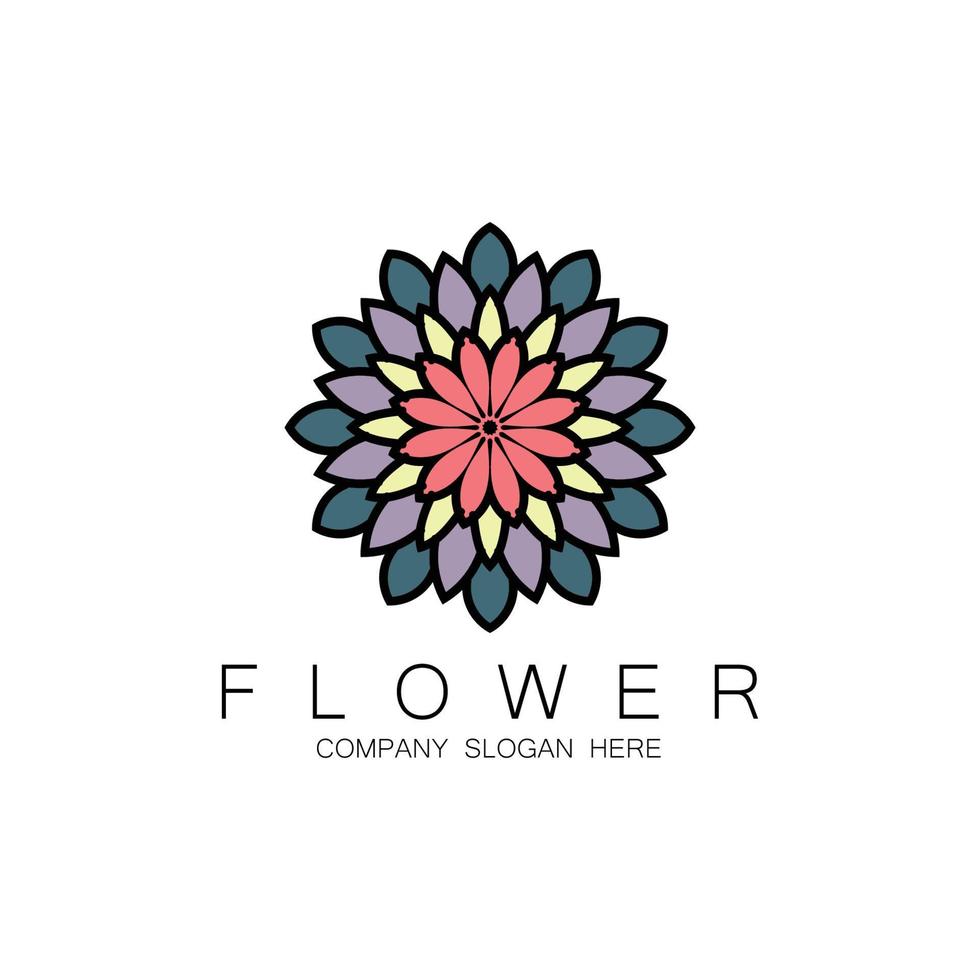 diseño de logotipo floral, vector de arte mandala, para marca de empresa, pegatina de banner o producto