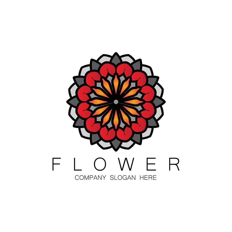 diseño de logotipo floral, vector de arte mandala, para marca de empresa, pegatina de banner o producto