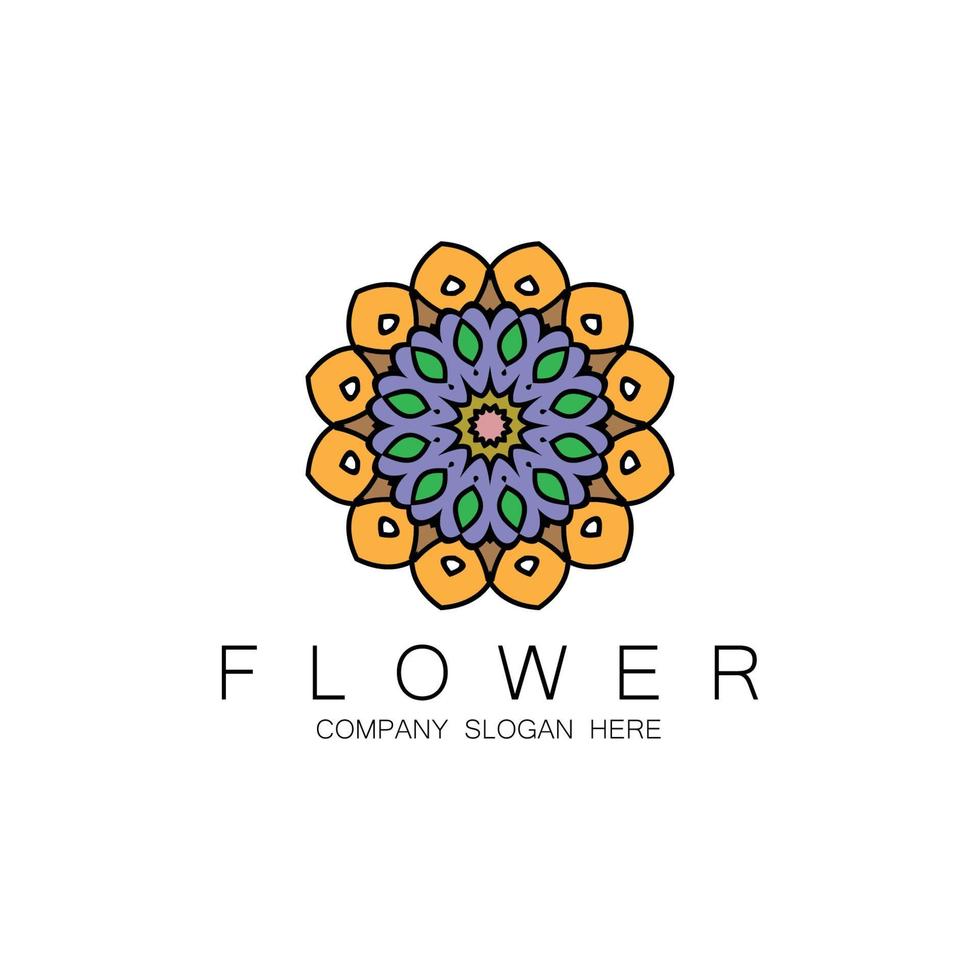 Floral Logo Design, Mandala Art Vector, For Company Brand, Banner Sticker, Or Product vector