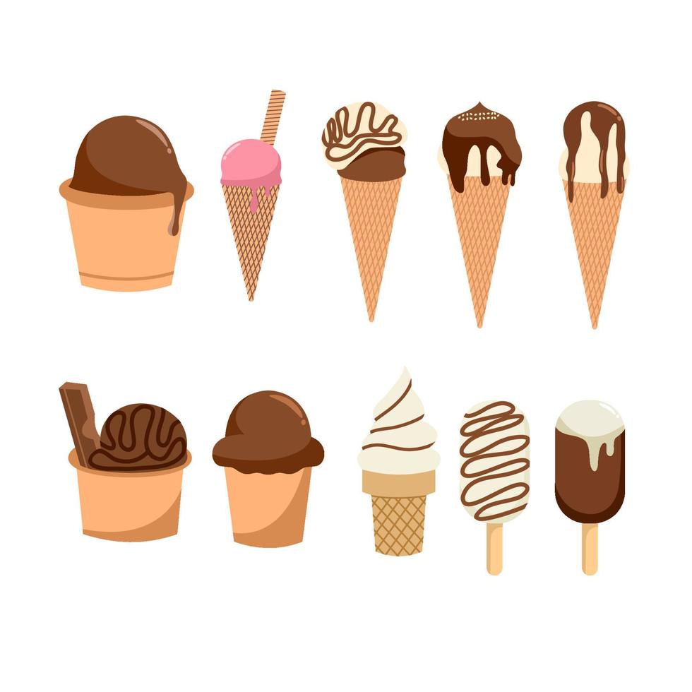 Set of Flat Ice Cream vector