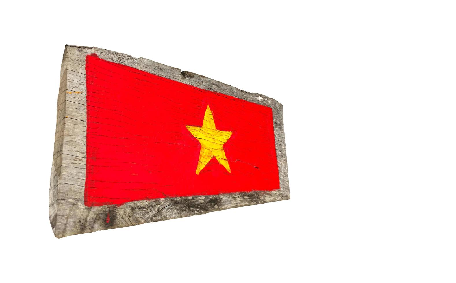 pintura de la bandera nacional de vietnam en tablones de madera, enfoque suave y selectivo. foto