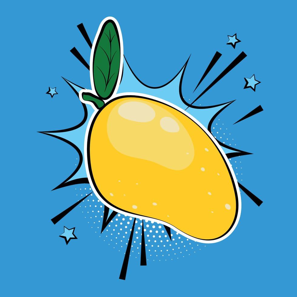 Mango fruit in bright colorful pop-art style. vector