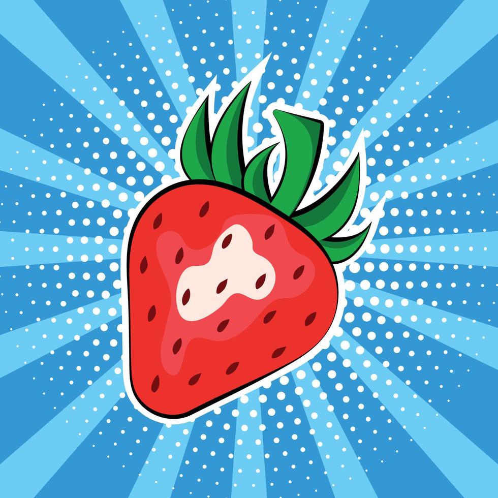 Strawberry berry in pop-art style. vector