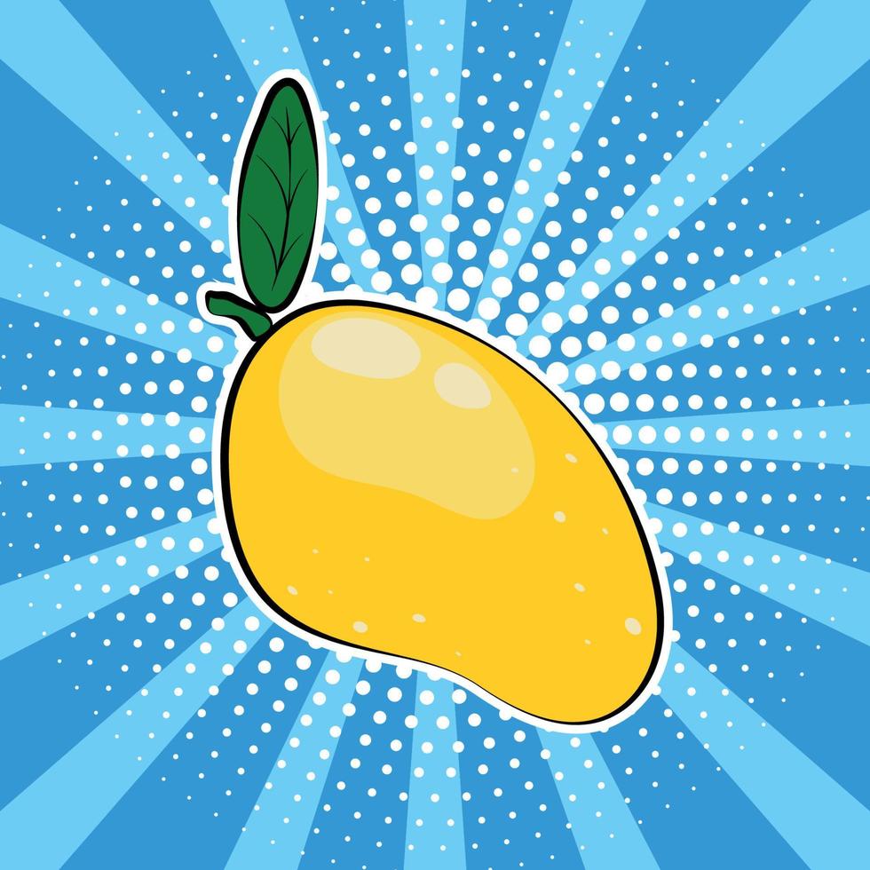 Mango fruit in bright colorful pop-art style. vector