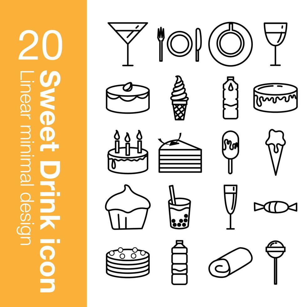 set of sweet and drink icons. vector