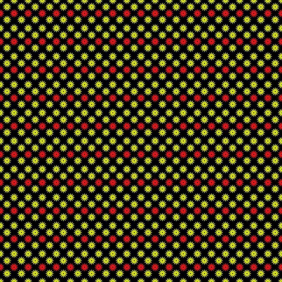 Yellow and red flower seamless pattern on black backgrounc vector
