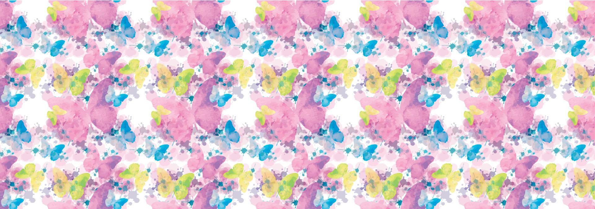 Watercolour butterfly pattern. Nature, botanical. vector