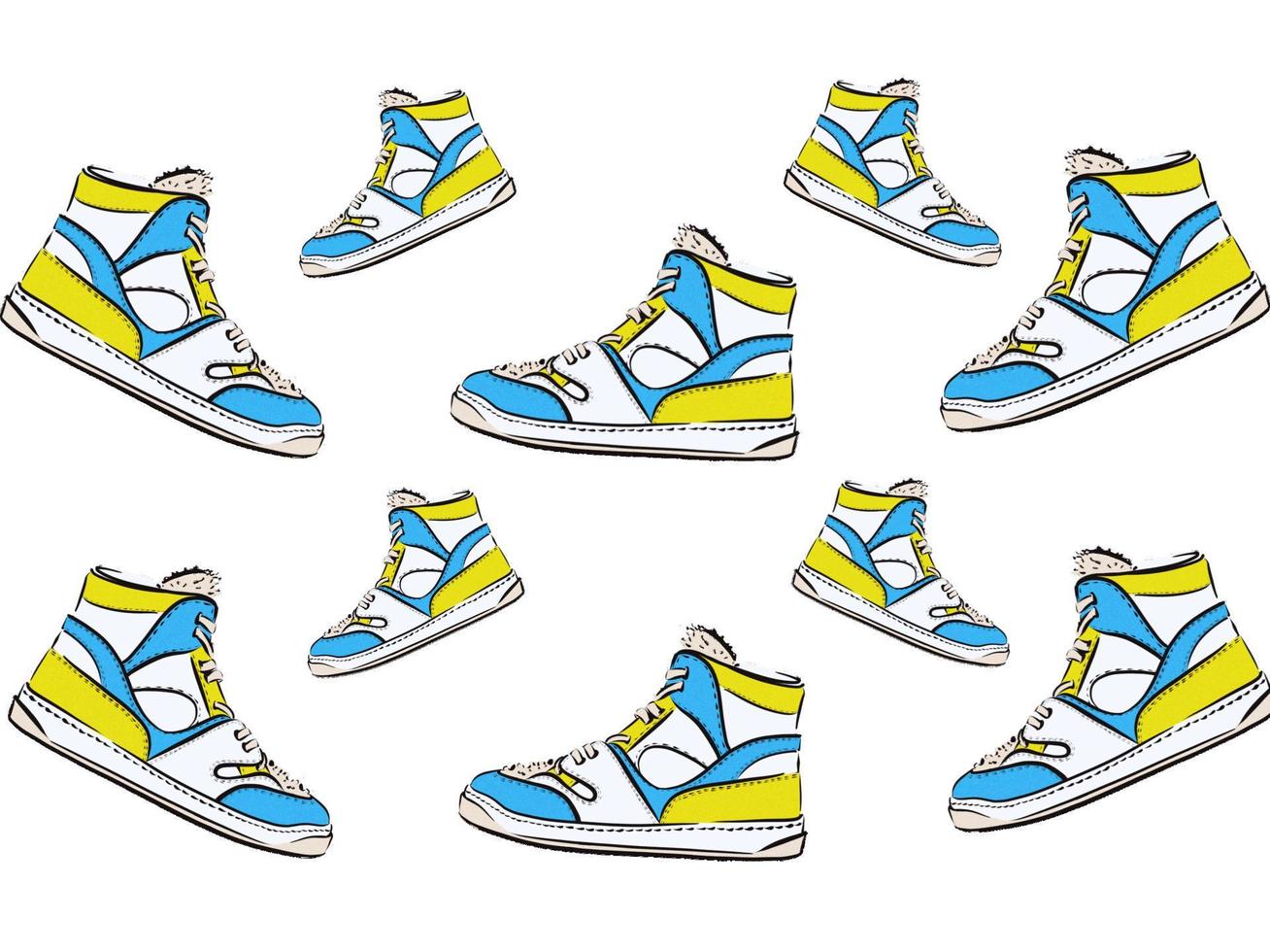 Fashion shoes, sneakers pattern, sketch. vector