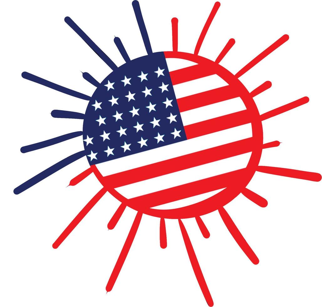 sol y bandera americana. día Nacional. vector