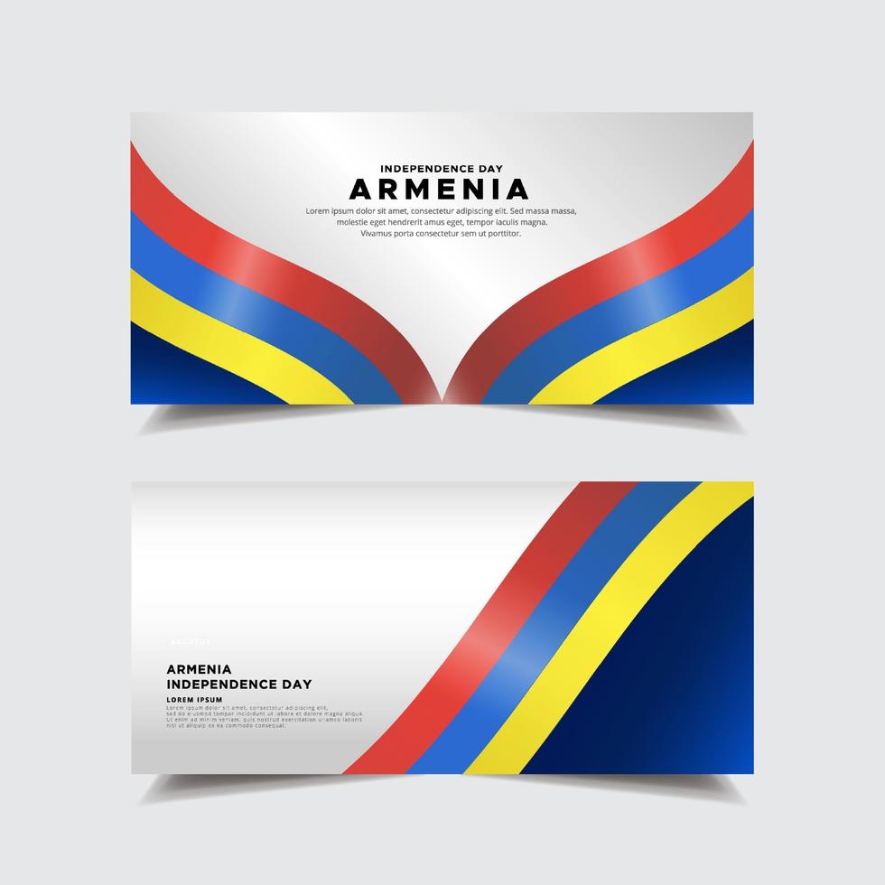 Collection of Armenia independence day design banner. Armenia independence day with wavy flag vector. vector