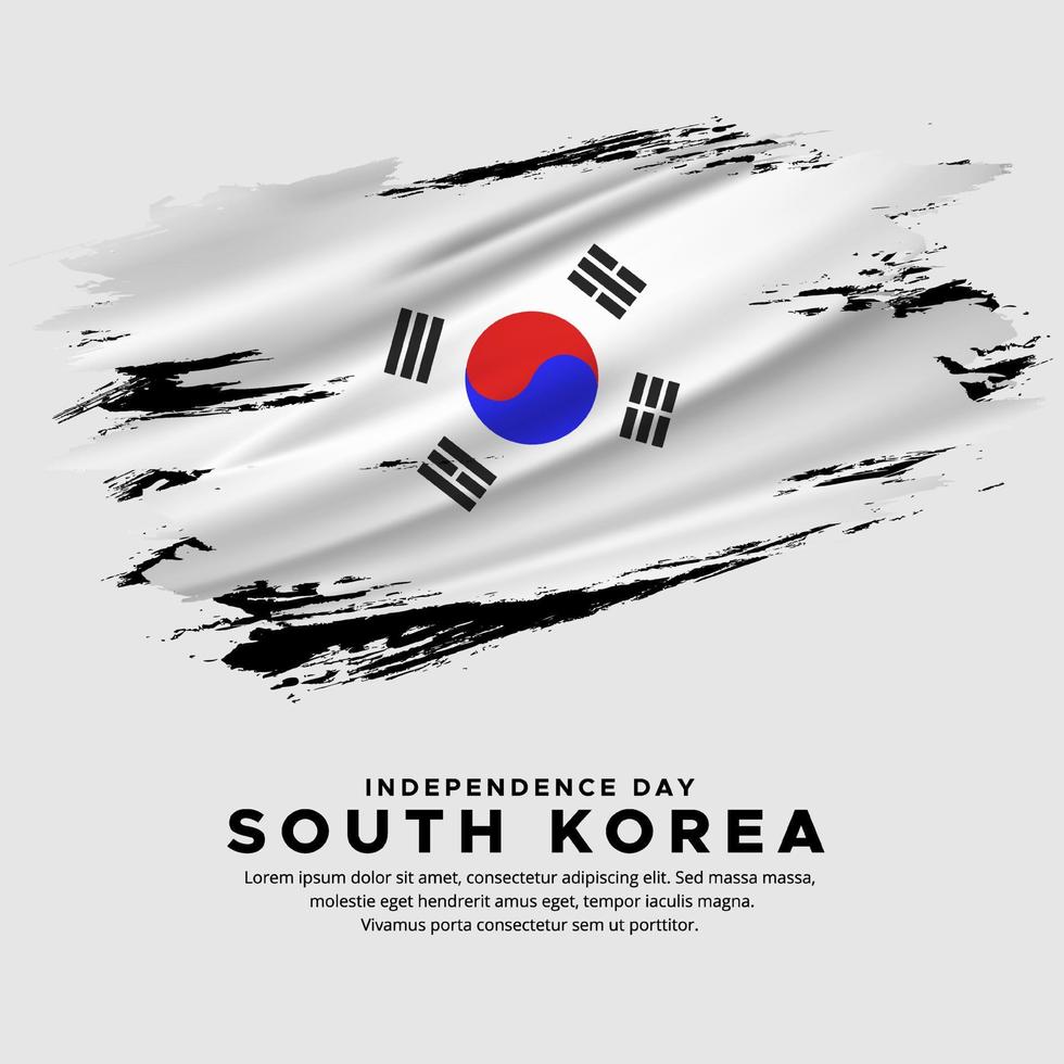 increíble vector de fondo de la bandera de corea del sur con estilo de pincel grunge. ilustración vectorial del día de la independencia de corea del sur.