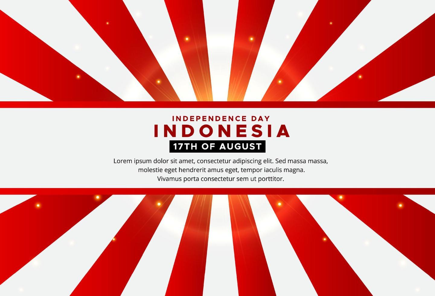 Happy Indonesia Independence Day design vector with sunburst pattern background