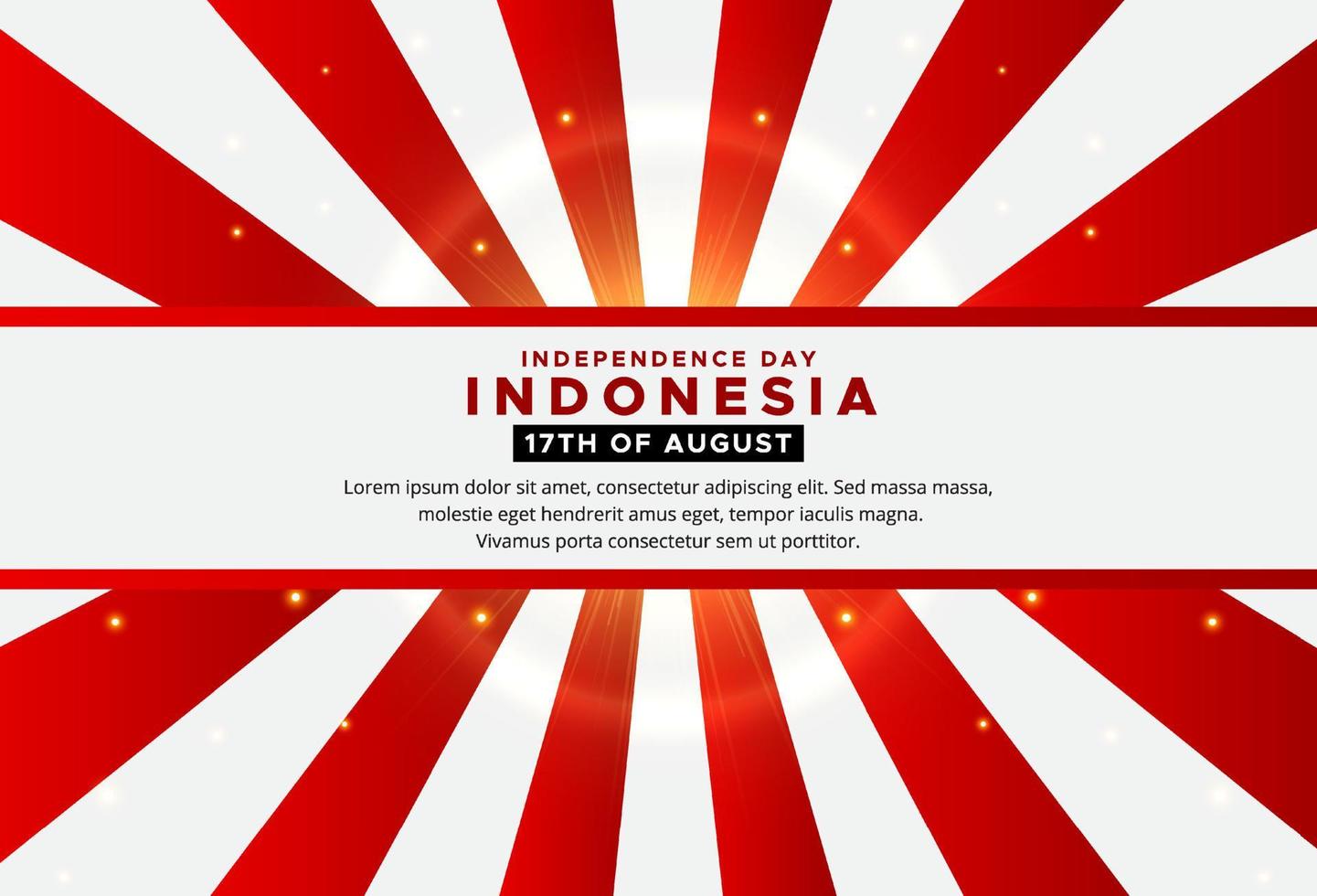 vector de diseño de feliz día de la independencia de indonesia con fondo de patrón de rayos de sol