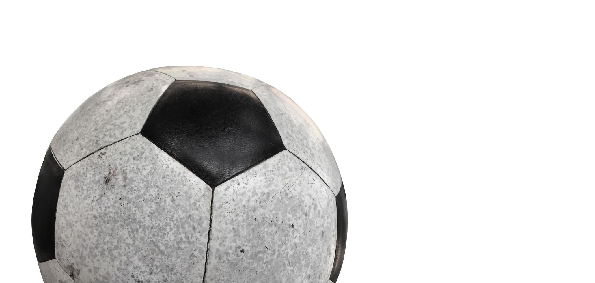 Isolated old and dirty leather football for training and practising with clipping paths. photo