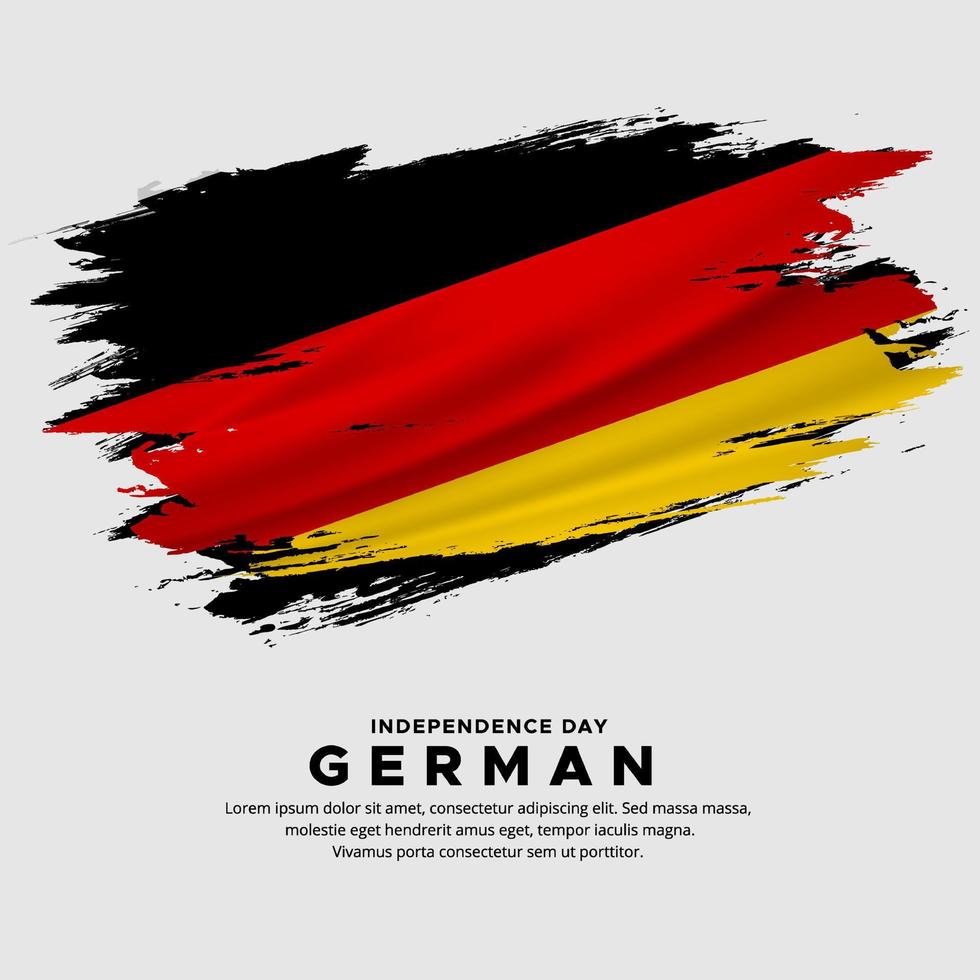 Amazing German flag background vector with grunge brush style. German Independence Day Vector Illustration.