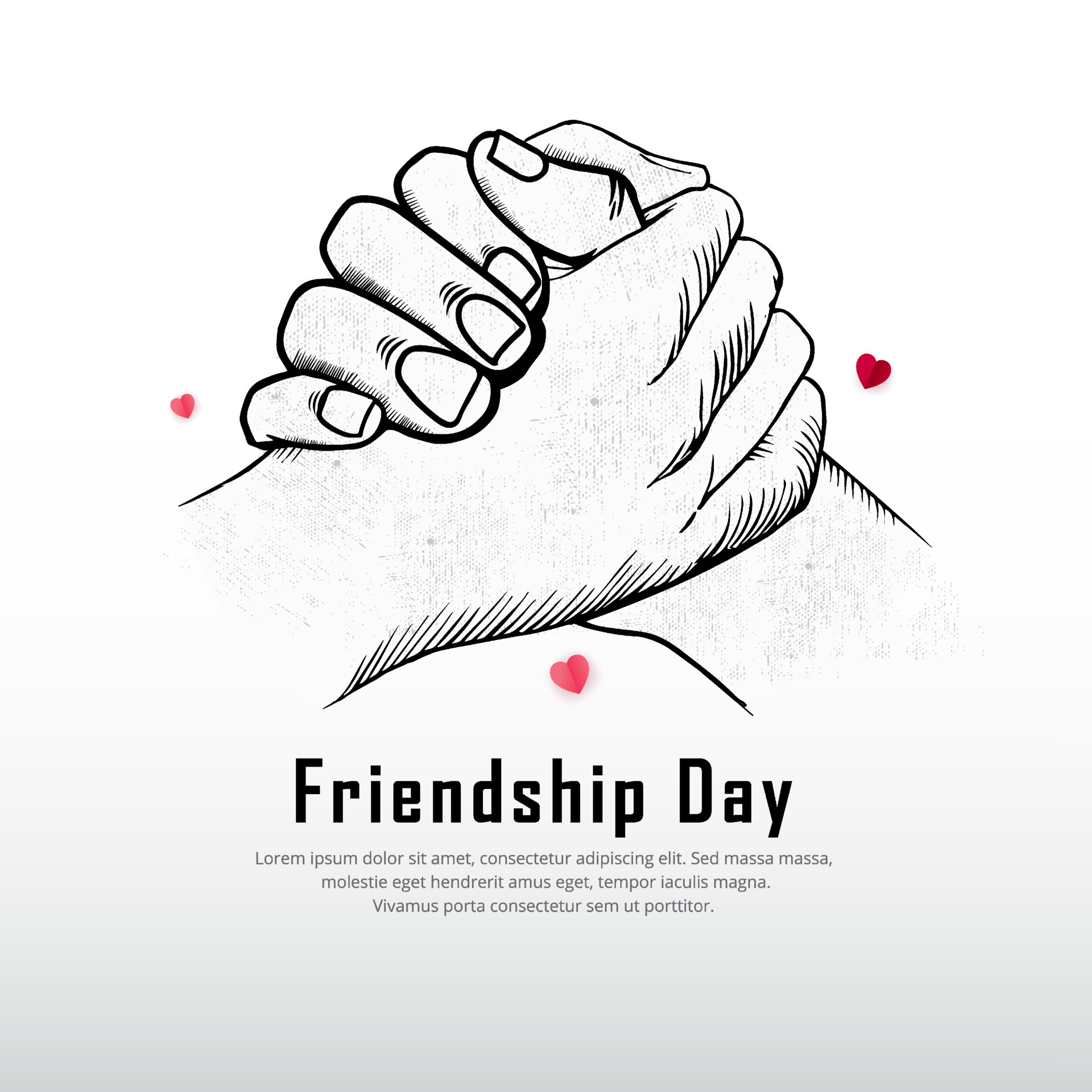 Celebration friendship day design with hand shake silhouette and paper  hearts vector 8925798 Vector Art at Vecteezy