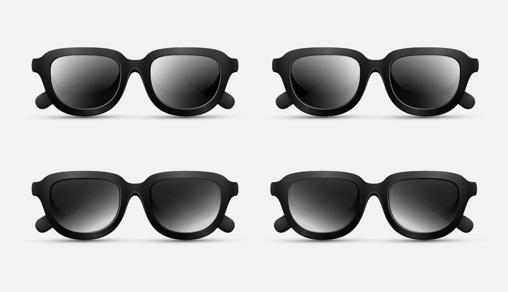 Collection of black sunglasess design icon vector