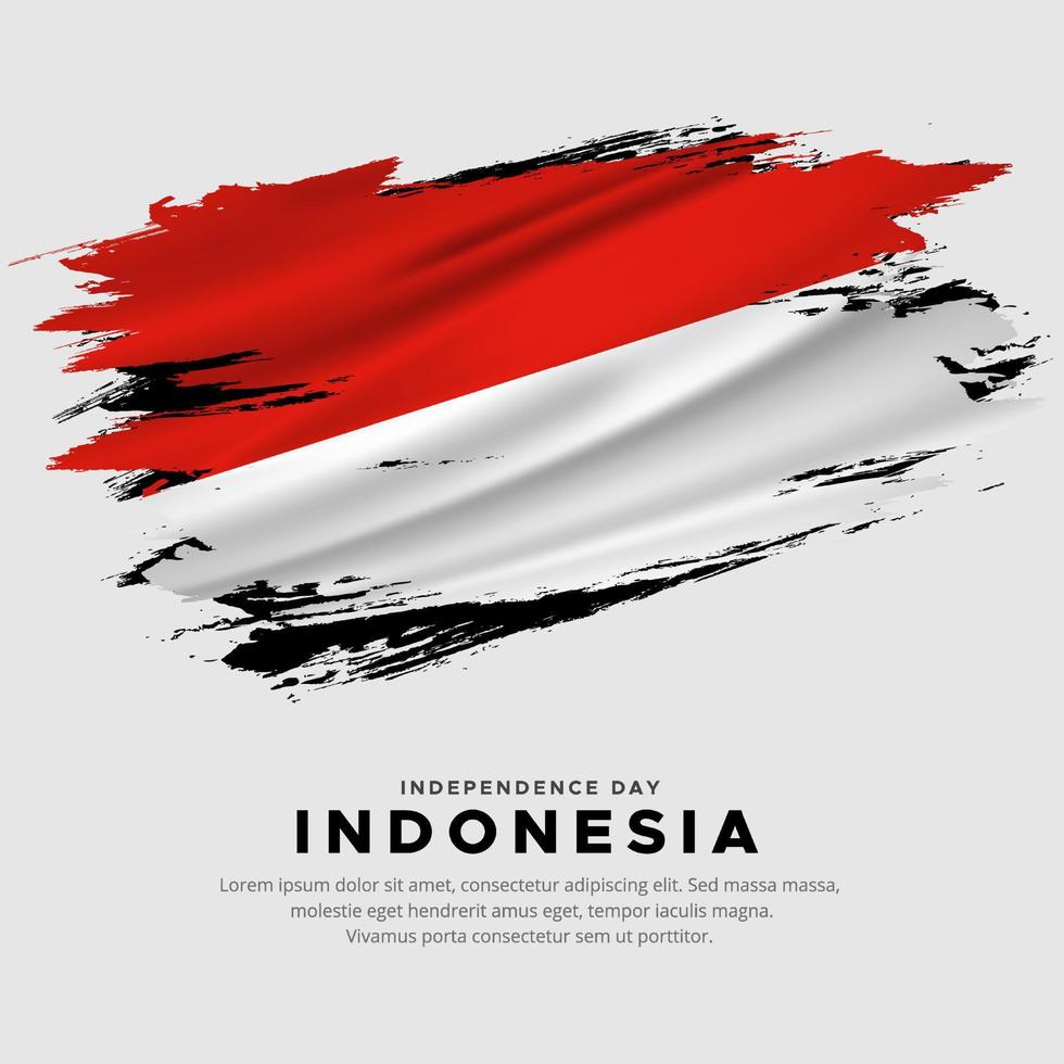 increíble vector de fondo de bandera de indonesia con estilo de pincel grunge. vector del día de la independencia de indonesia