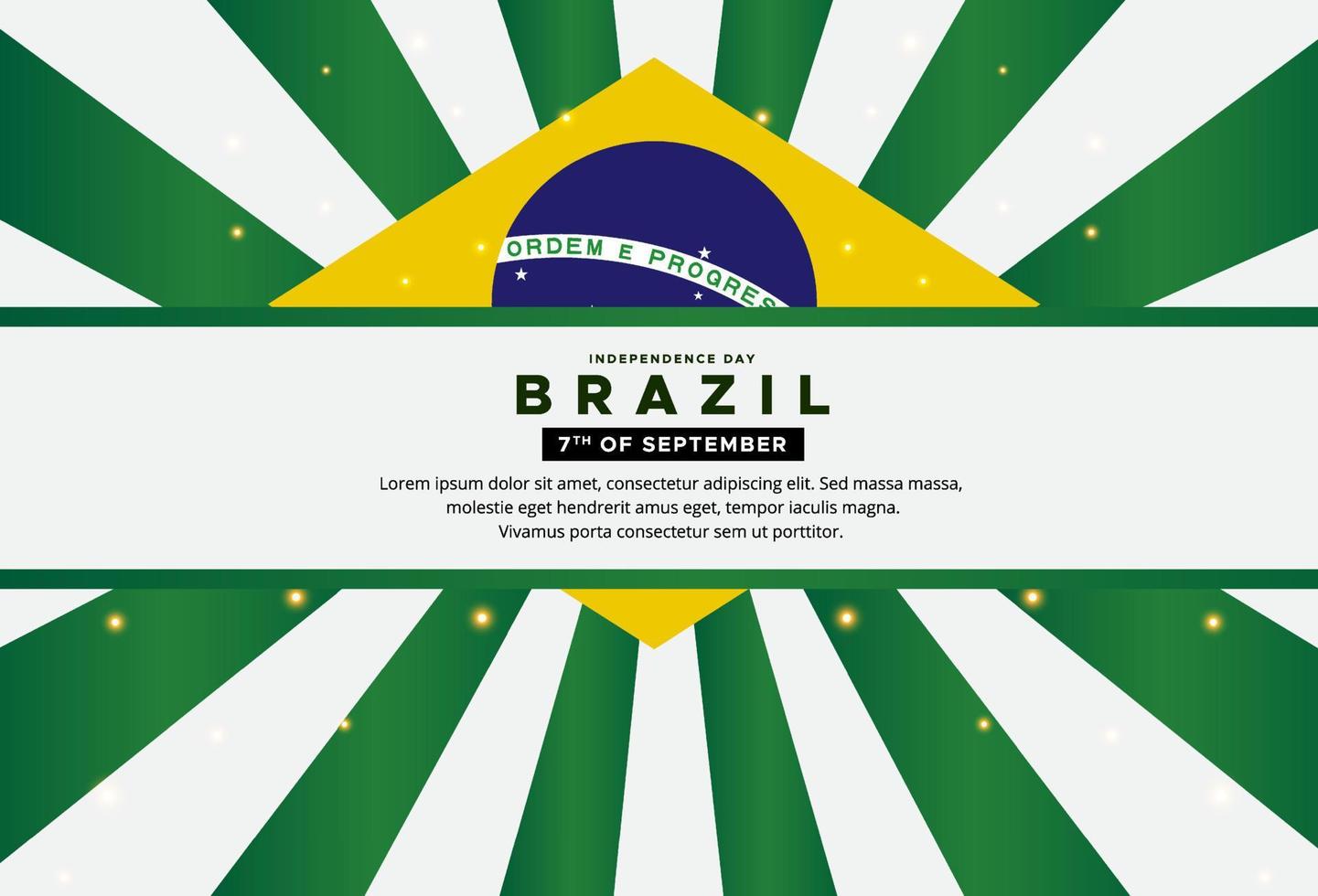 diseño moderno y sorprendente del día de la independencia de brasil aislado en el vector de fondo sunburst