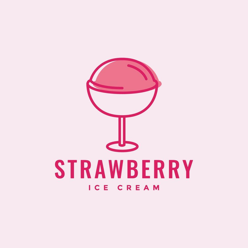 delicious pink ice cream on glass logo design vector graphic symbol icon illustration creative idea