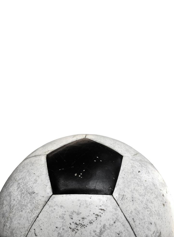 Isolated old and dirty leather football for training and practising with clipping paths. photo