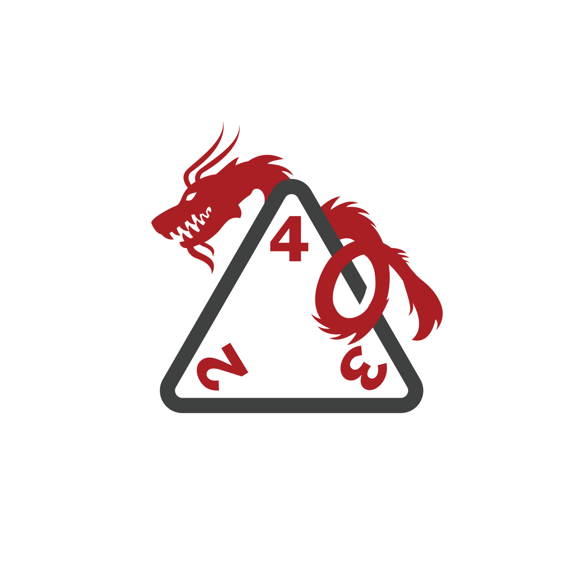 D4 Dice Dragon Game Abstract Mark Pictorial Emblem Logo Symbol