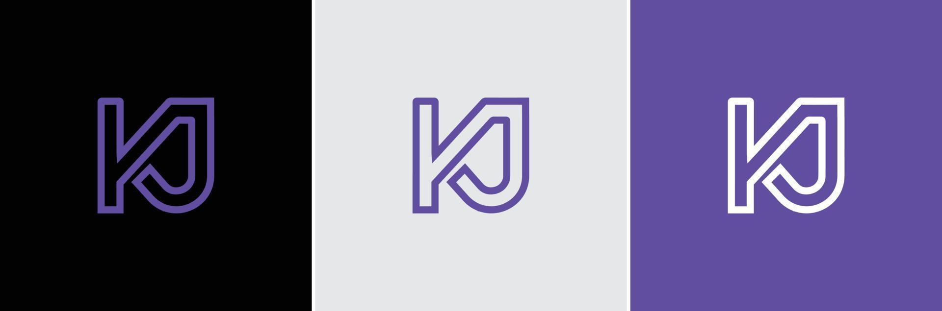 Outline Stroke KJ Logo Creative Modern Minimal Alphabet K J Initial Letter Mark Monogram Editable in Vector Format