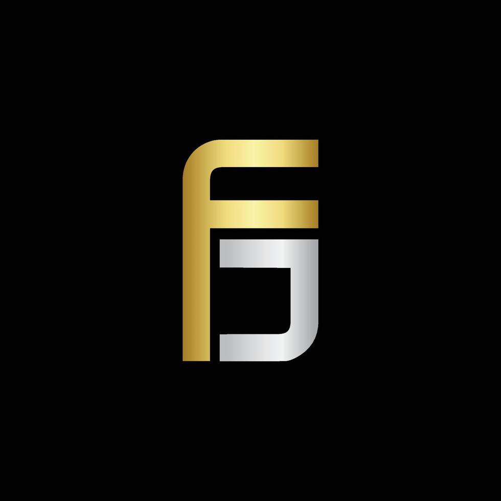 logotipo de fj de oro y plata alfabeto minimalista moderno creativo fj marca de letra inicial monograma editable en formato vectorial vector