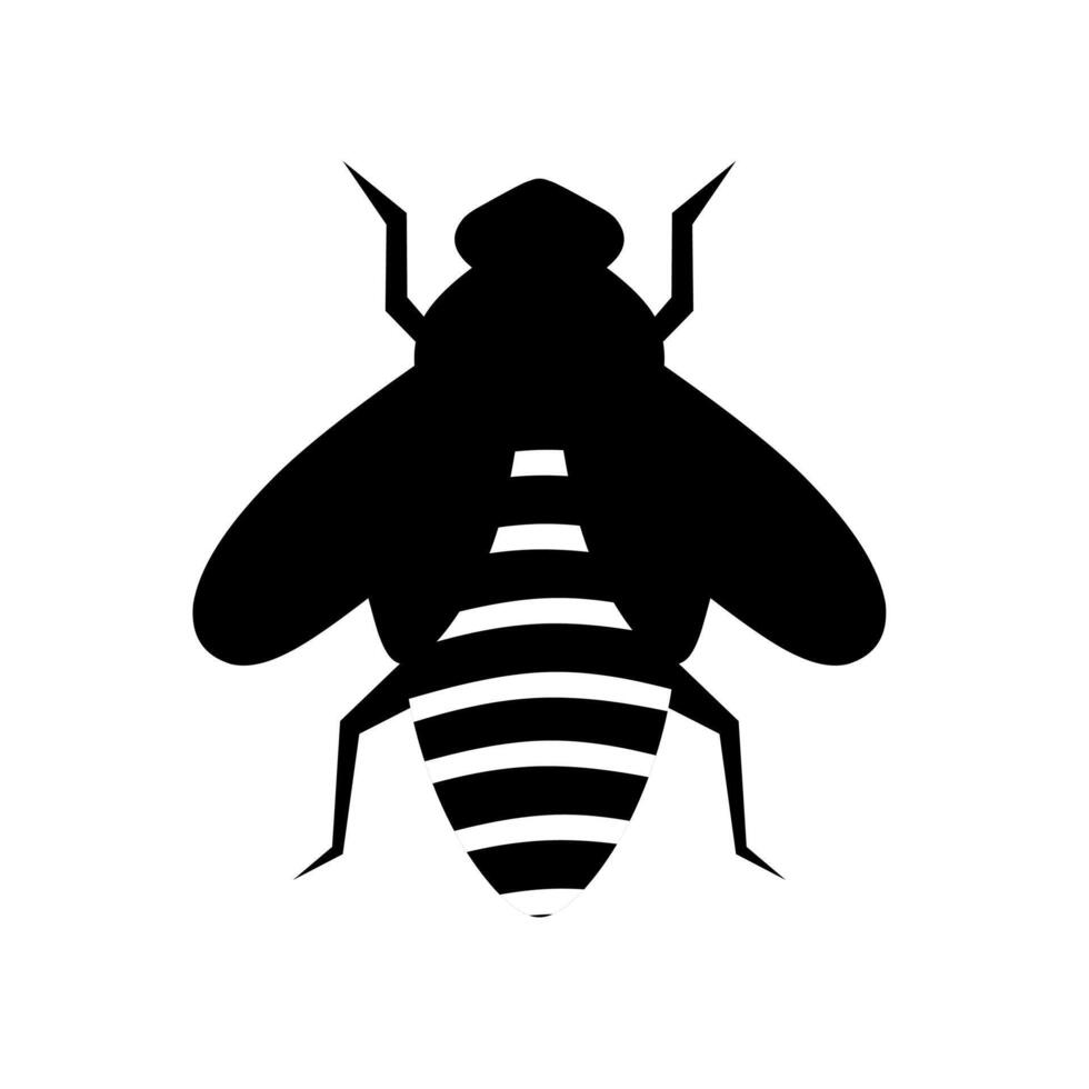 Honey bee silhouette vector illustration. Isolated on a white background.