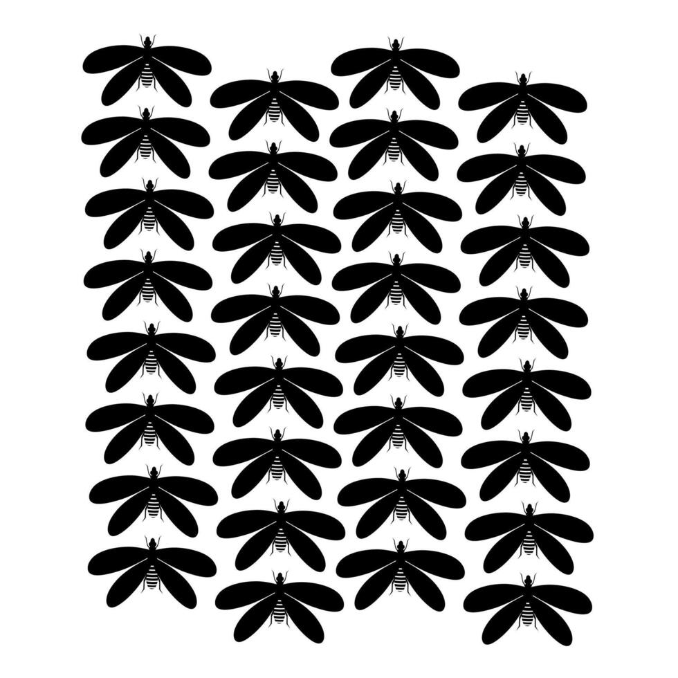 Vector illustration of a group of Alates termite silhouettes. Isolated on a white background.