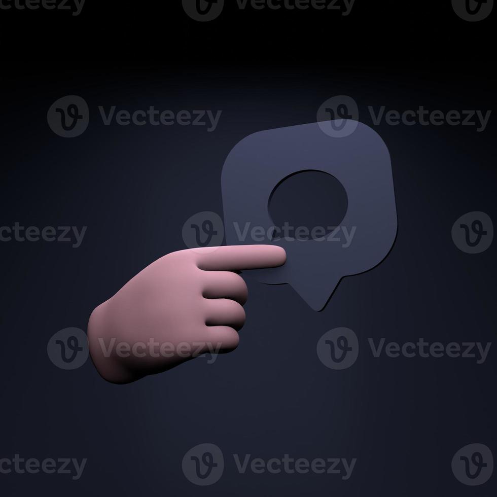 Hand holding dialog bubble icon. 3d render illustration. photo