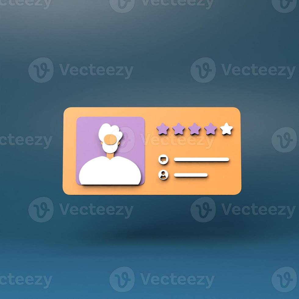 Candidate profile icon with a rating. 3d render illustration. photo
