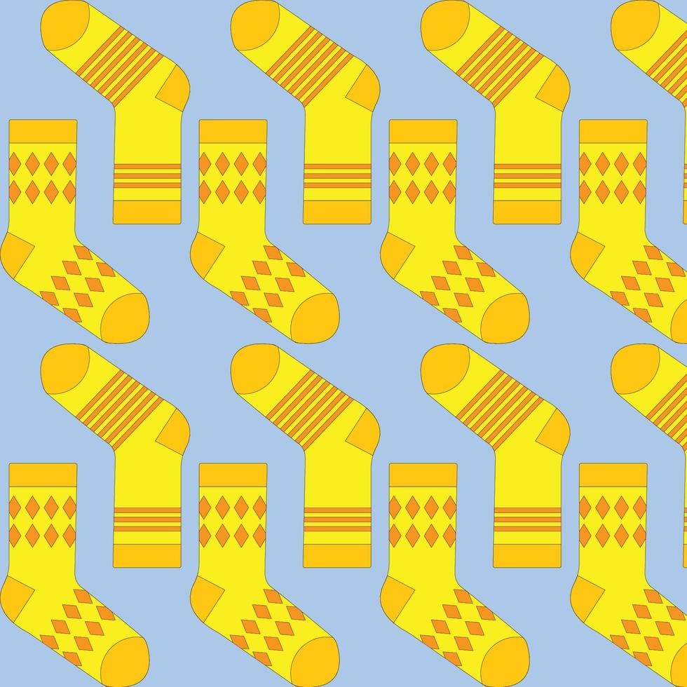 Multicolored socks on a blue background. Socks are scattered vector