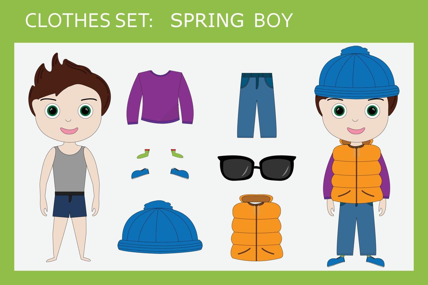 A set of clothes for a little cheerful boy for spring vector