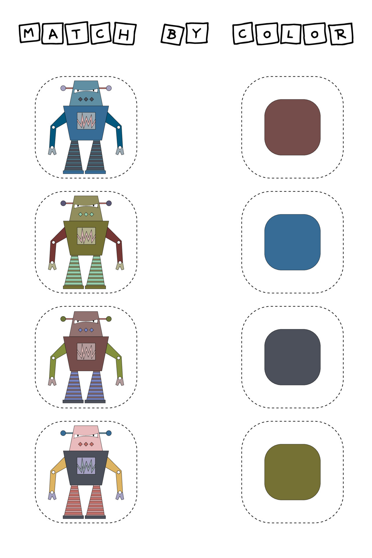 match the robots by color. Logic game for children. 8926407 Vector Art ...