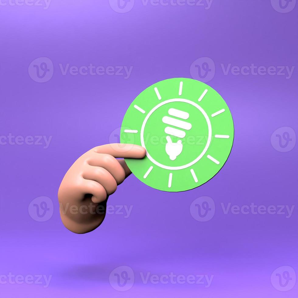 The hand holds an icon on the theme of ECO. ECO friendly concept. 3d render. photo